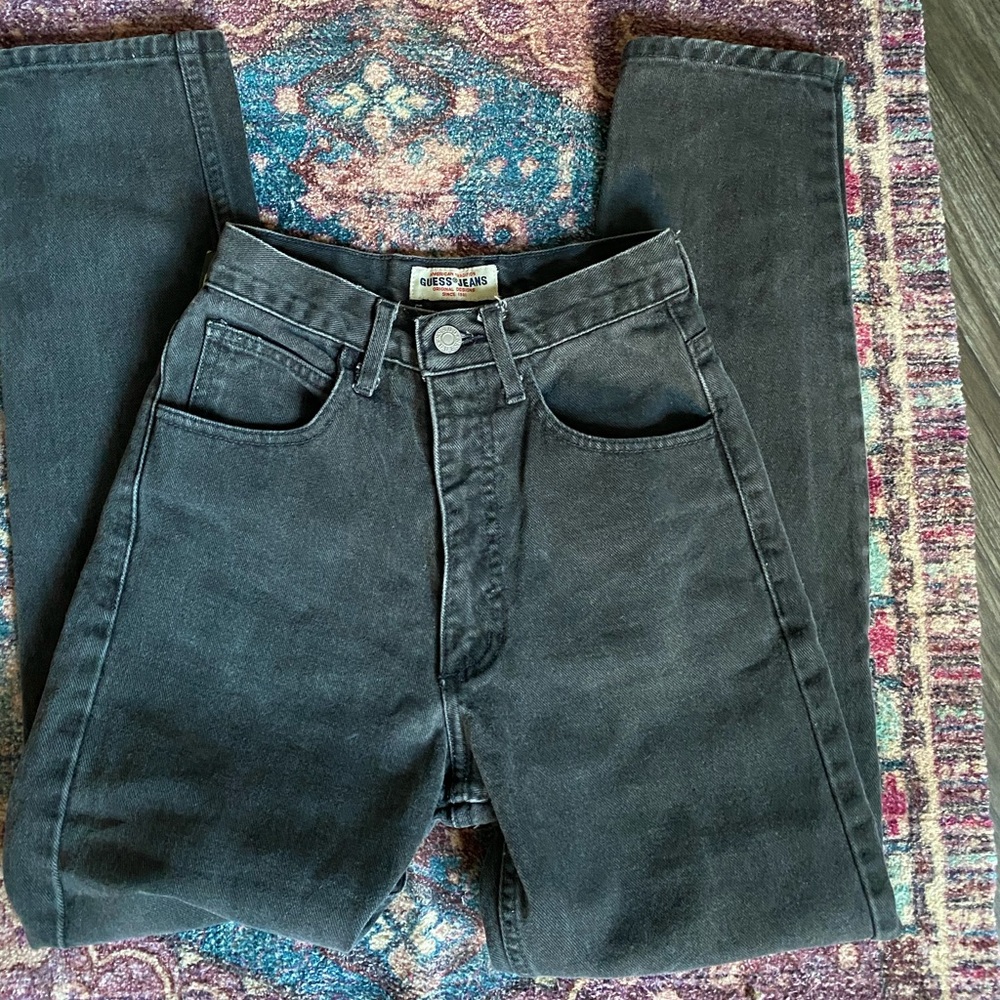 Vtg 90’s Guess black denim skinny jeans size 23